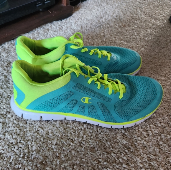 Champion blue & neon green sneakers Size 12 women's - Picture 3 of 6